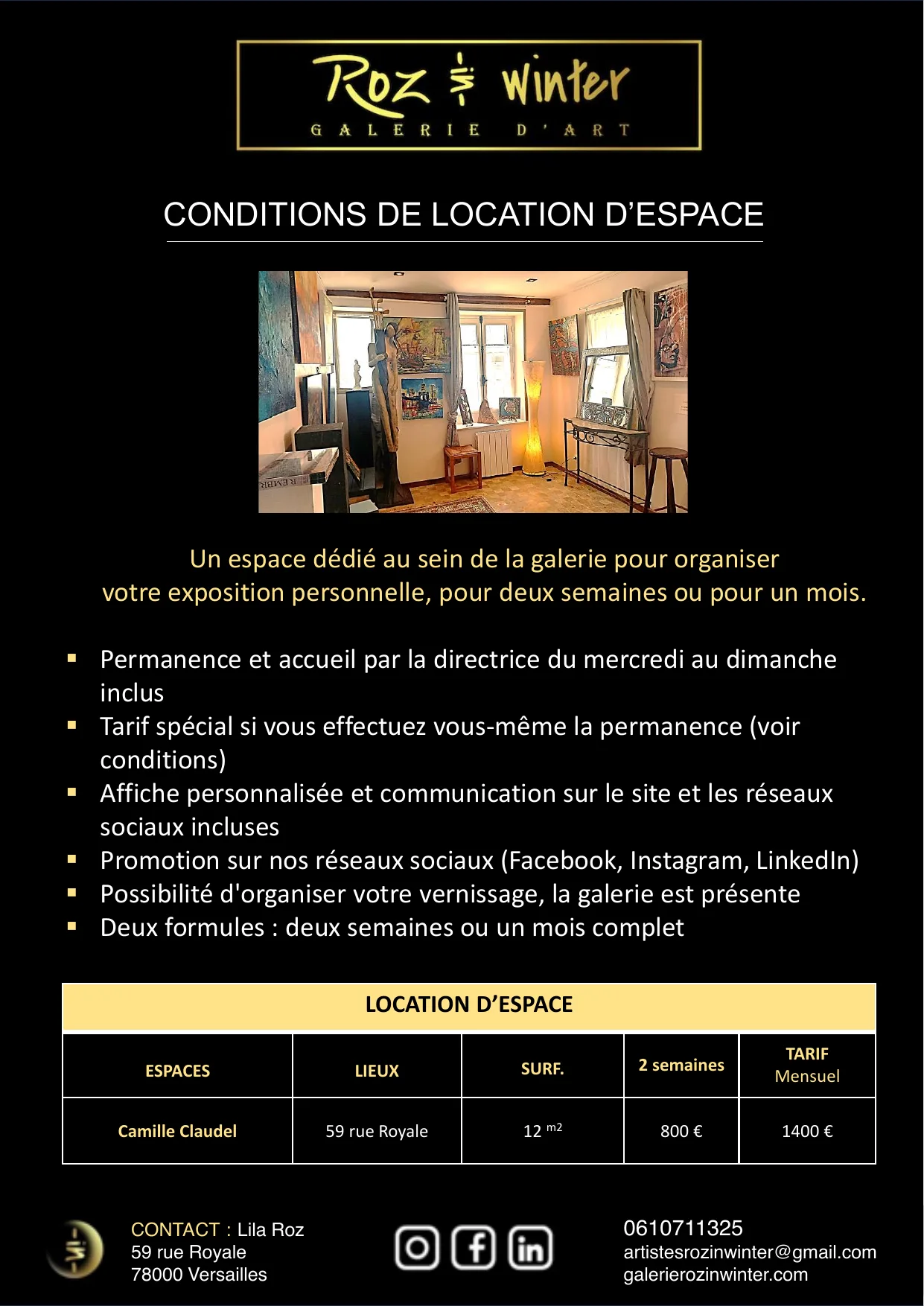 Planche 2 : conditions de location de l’espace Camille Claudel