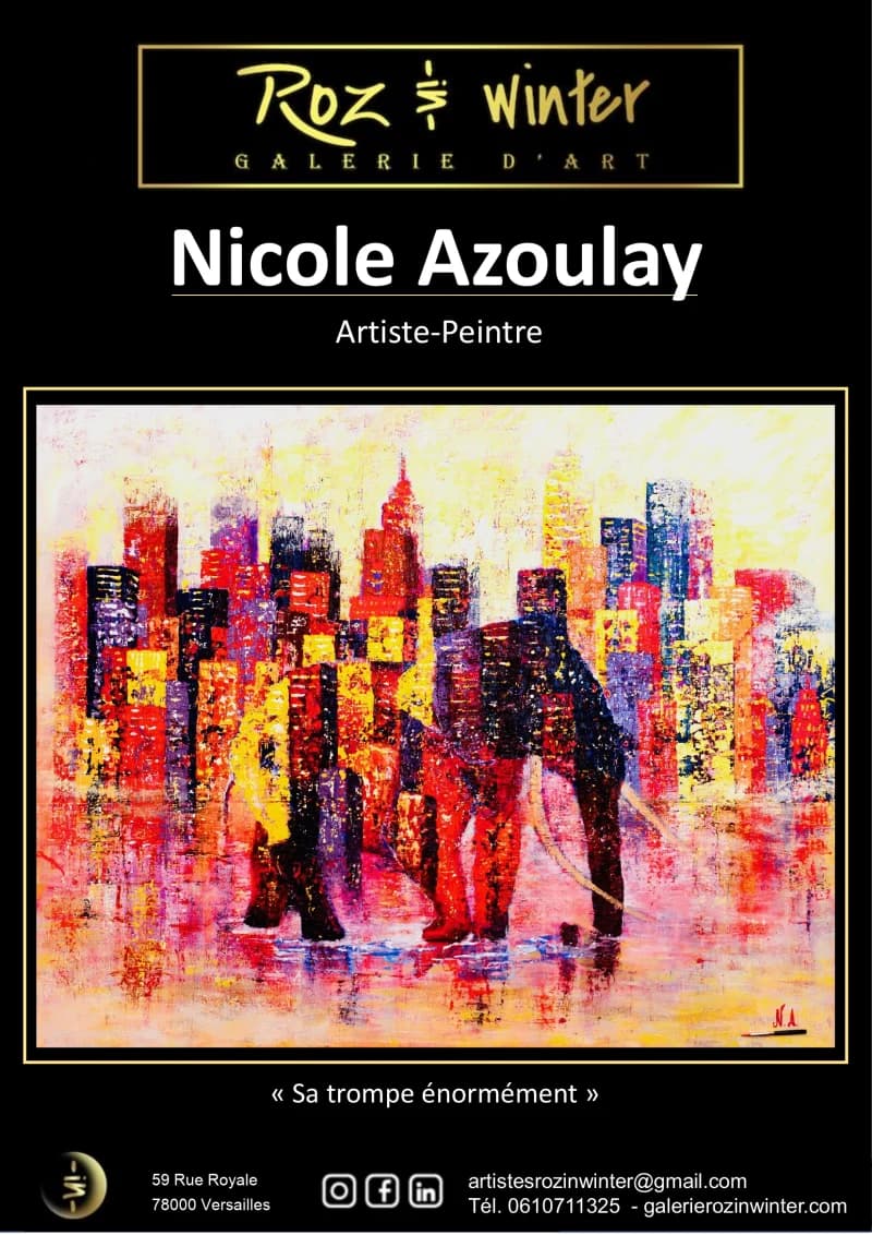 Exemple d’affiche personnalisée : Nicole Azoulay, artiste‑peintre, et son tableau « Sa trompe énormément »