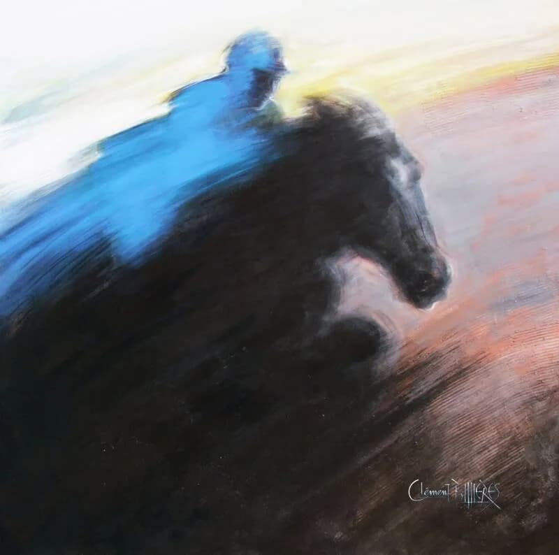 LE CAVALIER BLEU, Acryl auf Leinwand, von Clément Billières