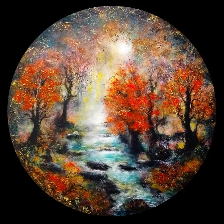 Là Où Chante la Lumière, 원형 캔버스에 아크릴, Gui Petra 작