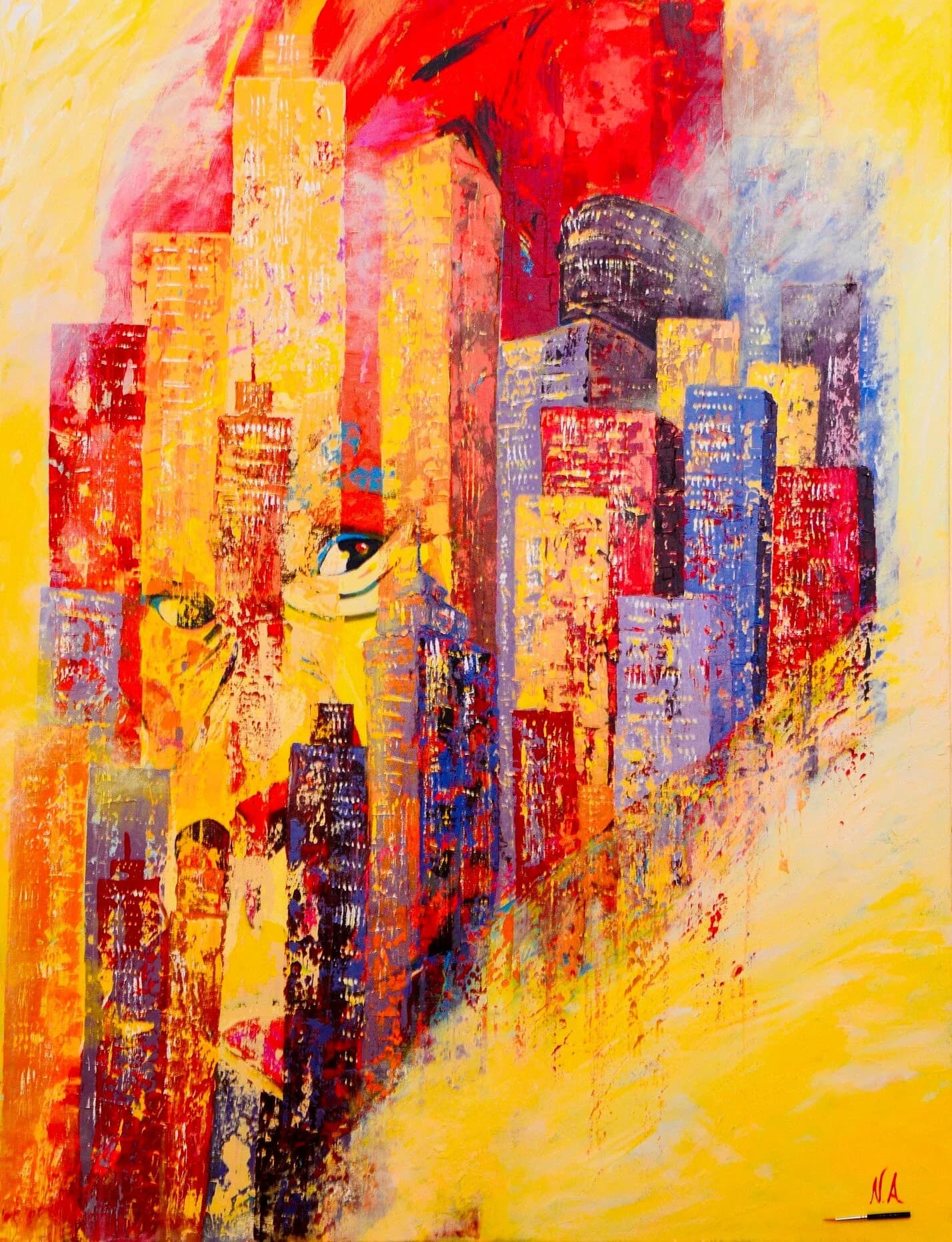Le Prisonnier, Acrylic on canvas, palette knife, by Nicole Azoulay