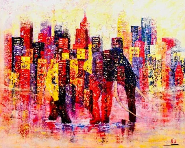 Sa Trompe Énormément, Acrylic on canvas, palette knife, by Nicole Azoulay
