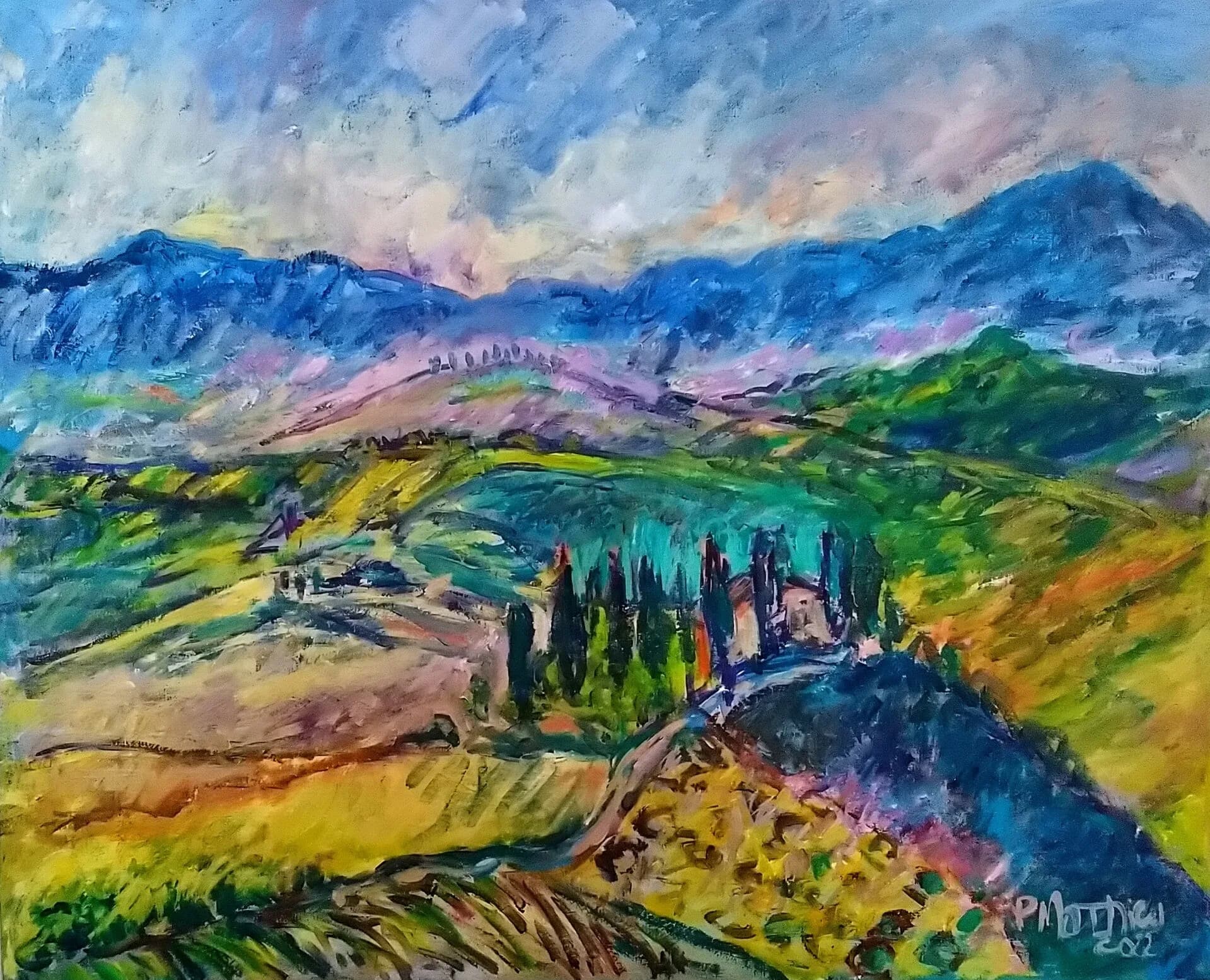 Paysage de Toscane, Öl, von Patrick Mathieu