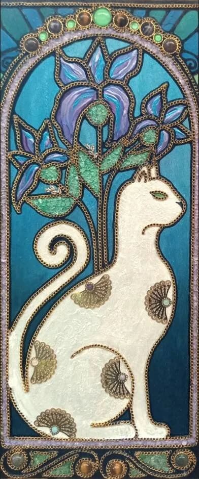 Ch'Art, Acrylic, jewellery and stone collage, by Valérie Arvalys