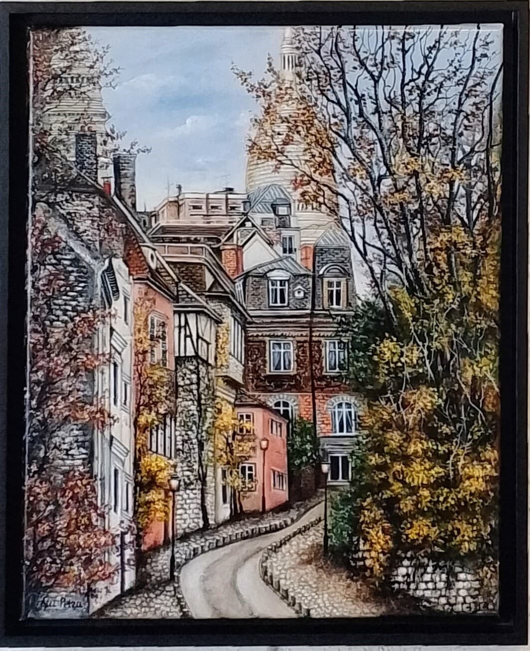 Automne à Montmartre, Acryl op doek, door Gui Petra