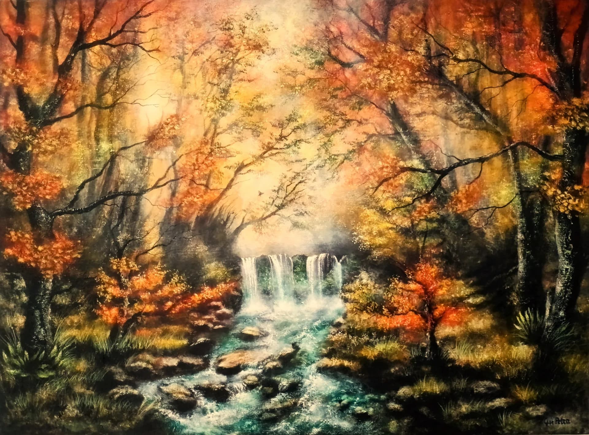 Au Cœur de la Forêt, Acryl auf Leinen, von Gui Petra