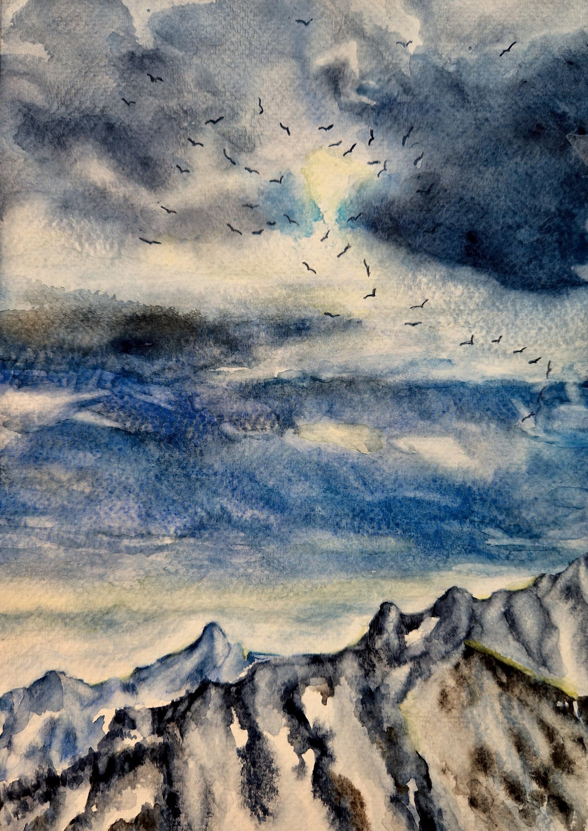 Lueurs célestes, Watercolour, by Marie-Noëlle Poli-Tirana