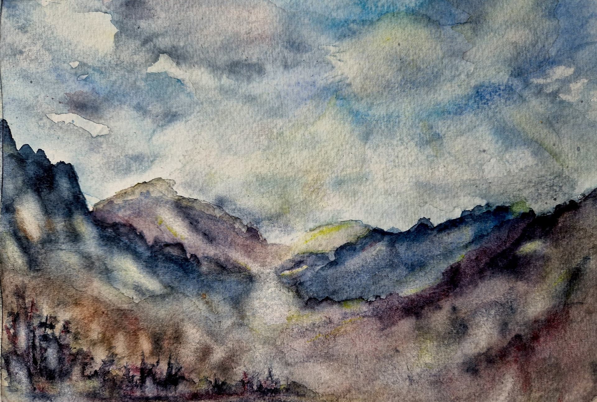 Profondeur rêvée, Watercolour, by Marie-Noëlle Poli-Tirana