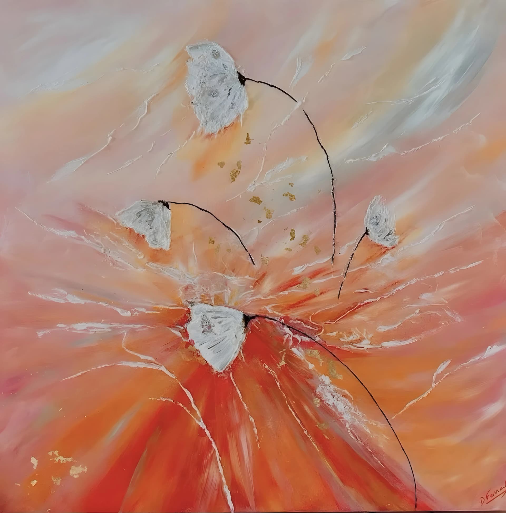 Cœur de fleurs, Acryl, von Dominique Ferrante