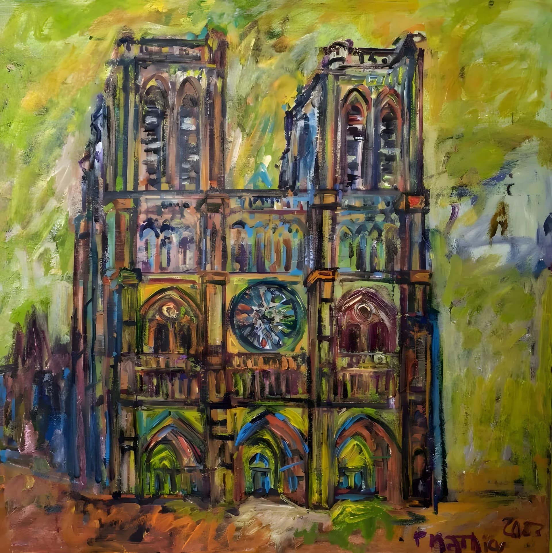 Notre-Dame de Paris, Huile, par Patrick Mathieu