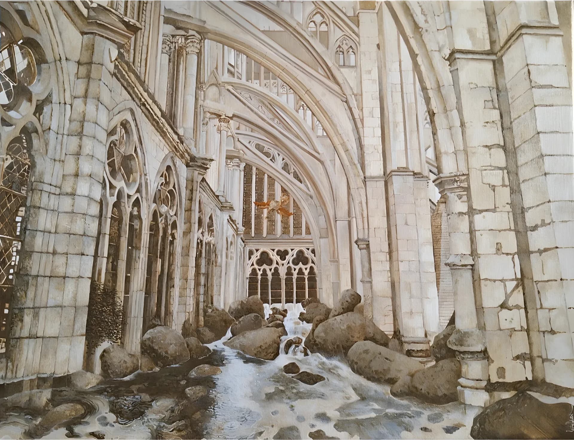 La cathédrale perdue, Öl auf Leinwand, von Guilhem Barthon
