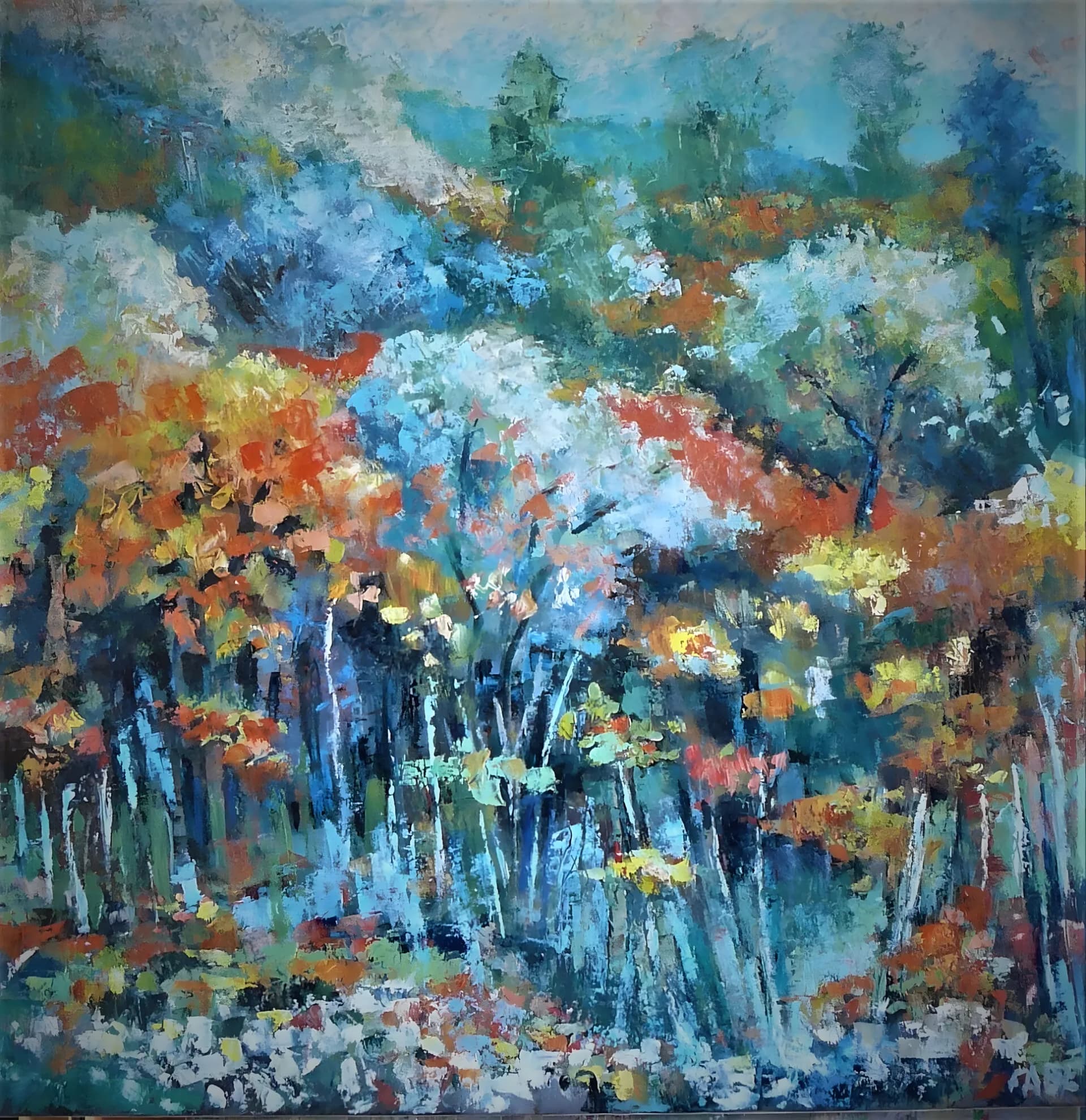 Au Détour d'un Chemin, Huile au couteau, par Fabé