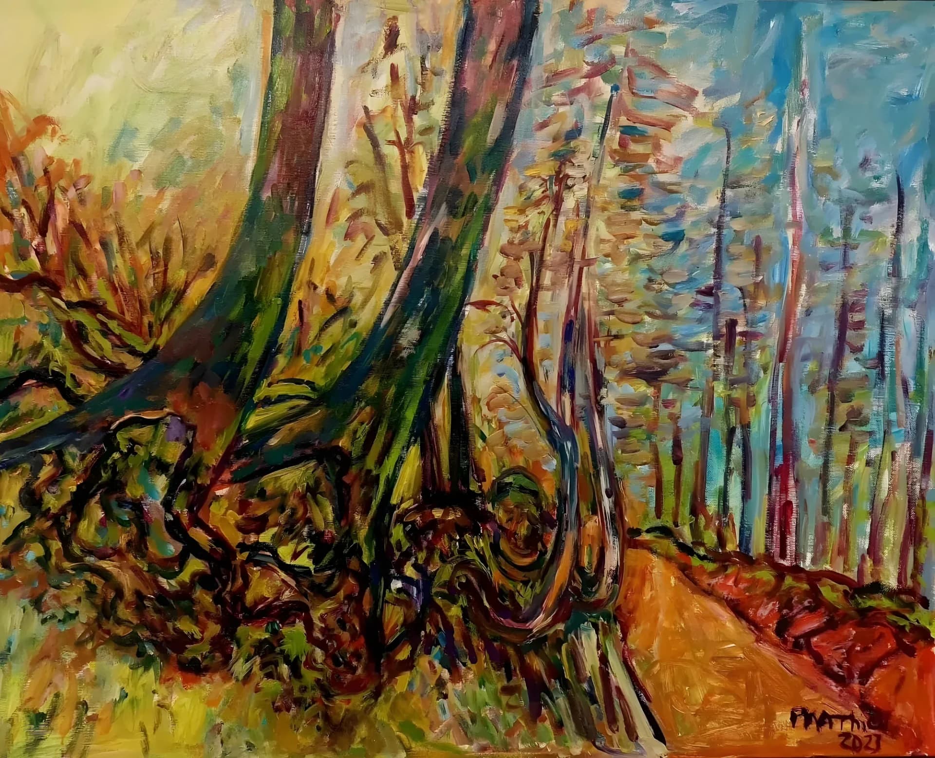 Bois en Hiver, Huile sur toile, par Patrick Mathieu