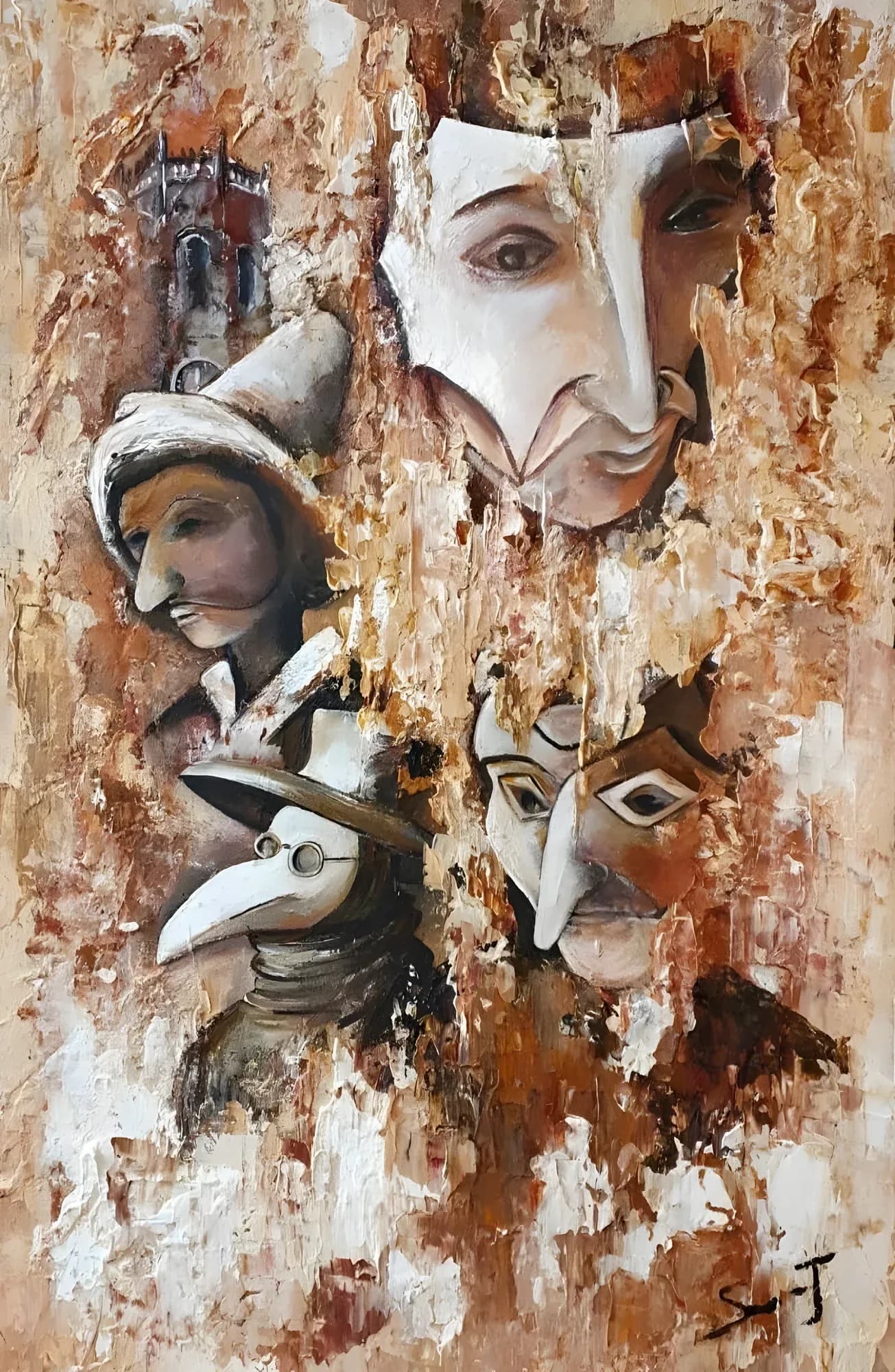 La comedia del Arte, Mixed media, by Joseph Saverino